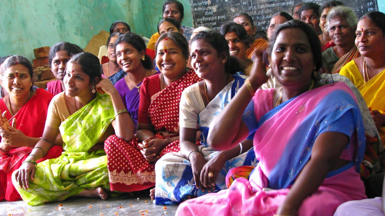 Community members participating in collective social development and civic engagement in India